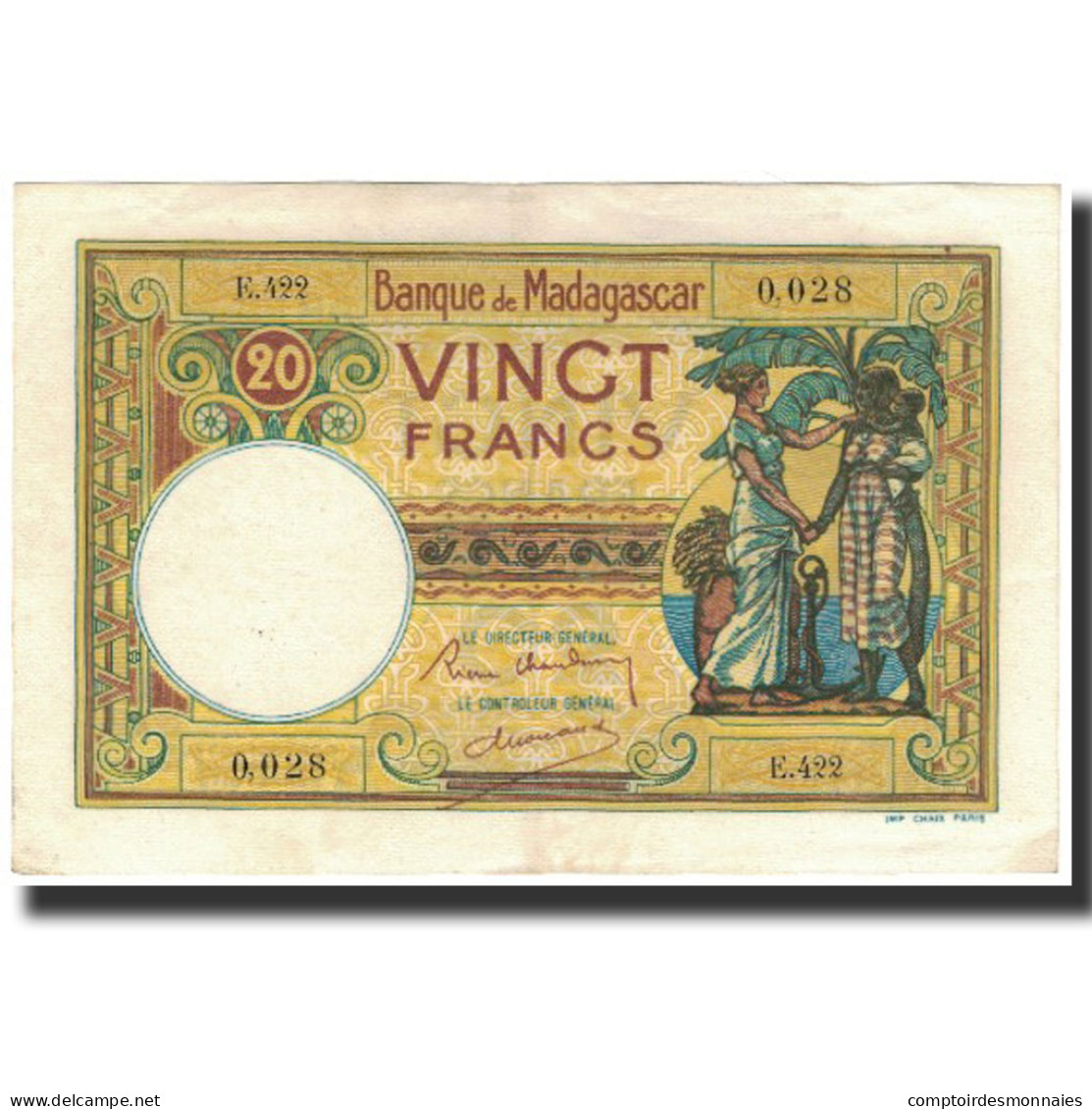 Billet, Madagascar, 20 Francs, Undated (1937-47), KM:37, SUP - Madagascar