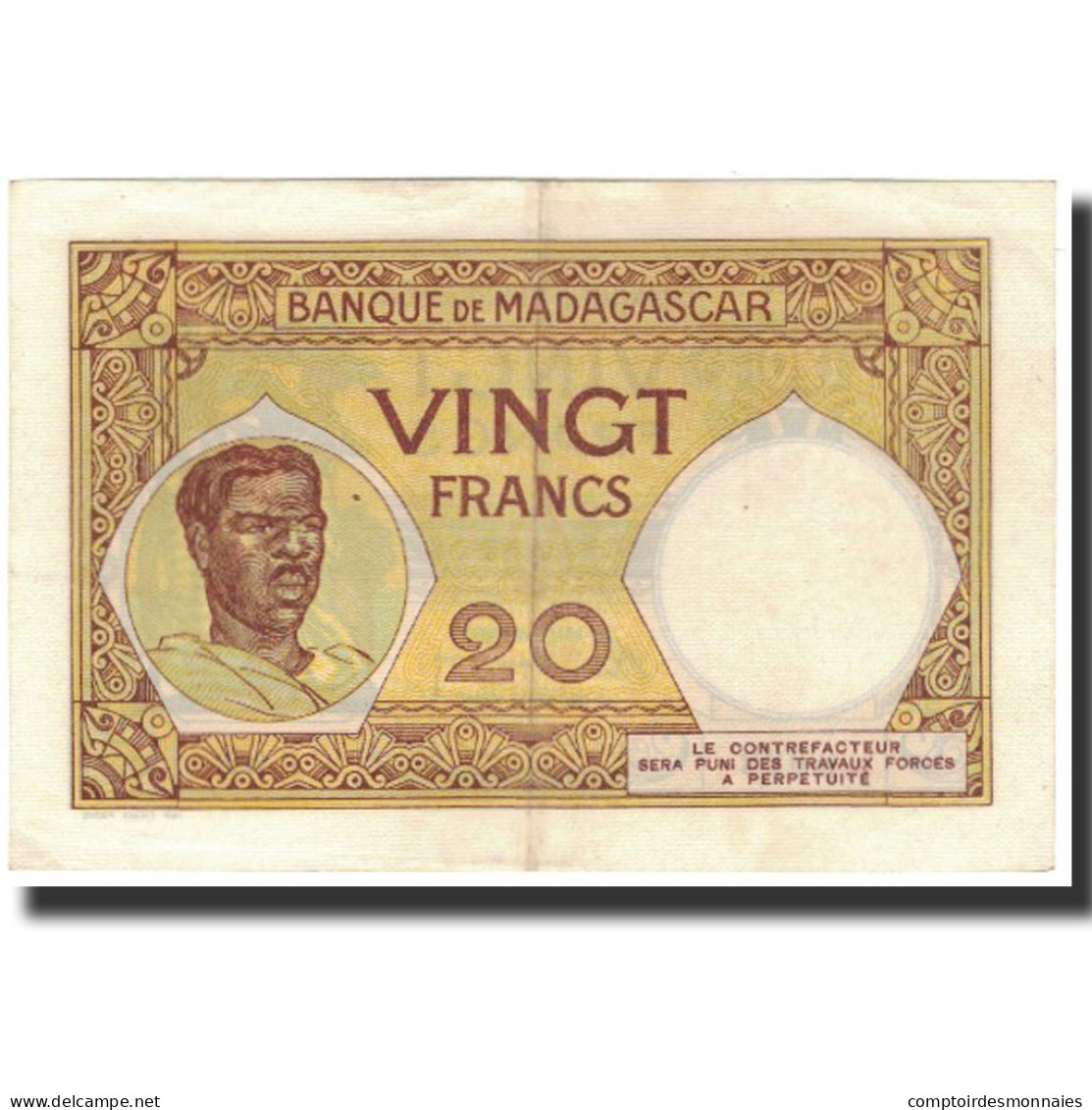 Billet, Madagascar, 20 Francs, Undated (1937-47), KM:37, SUP - Madagascar