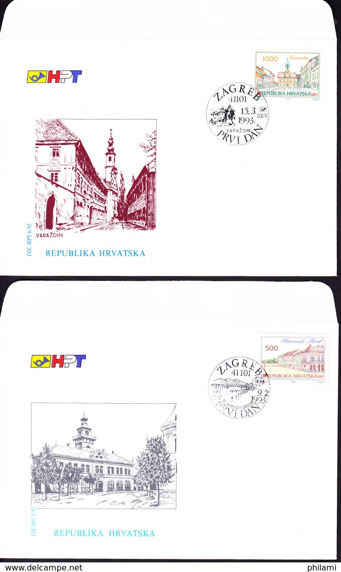 CROATIE, ENTRE 1992 ET 1999. 12 FDC. (8B110B) - Croatie