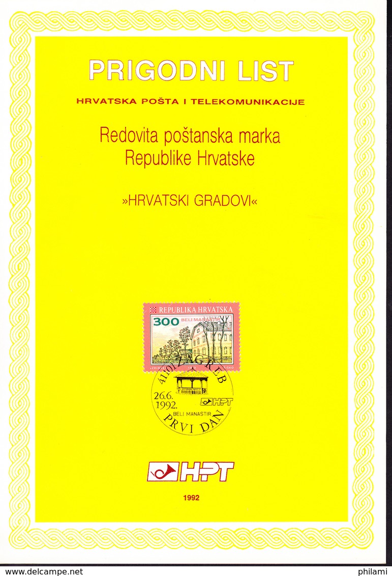 CROATIE, FIRST DAY SHEET, ETB, YT 158/9. (8B118) - Croatie