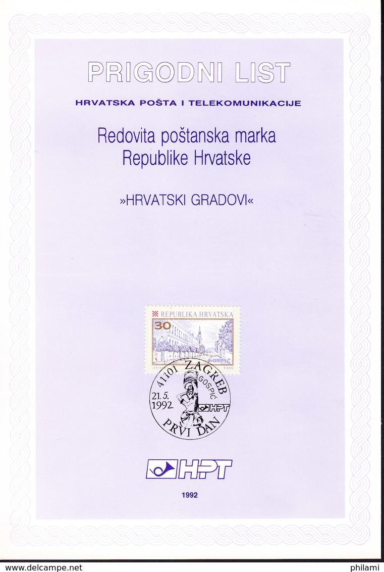 CROATIE, FIRST DAY SHEET, ETB, YT 158/9. (8B118) - Croatie