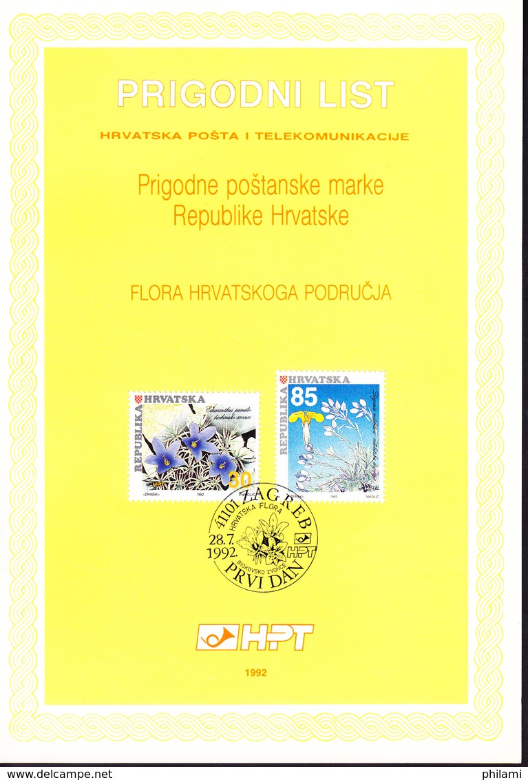 CROATIE, FIRST DAY SHEET, ETB, YT 165/6. (8B121) - Croatie