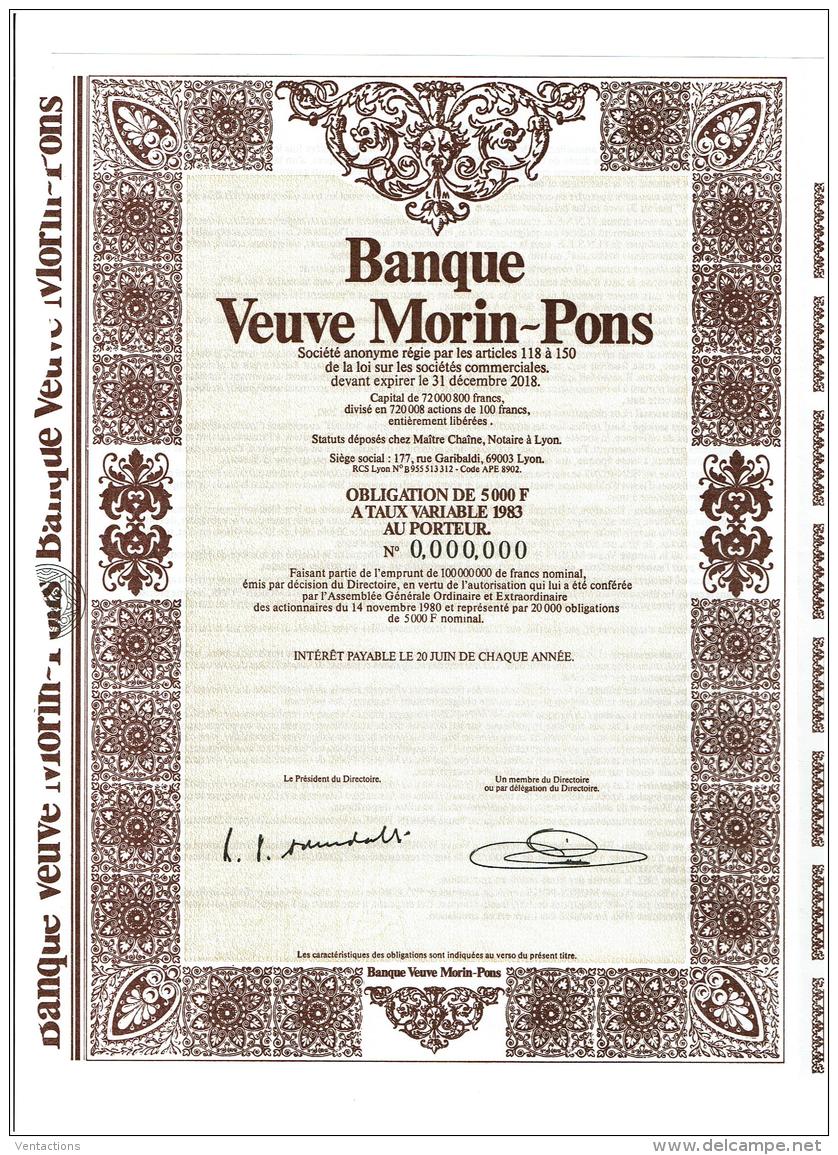 69-BANQUE VEUVE MORIN-PONS. LYON. Obligation 1983 - Other & Unclassified