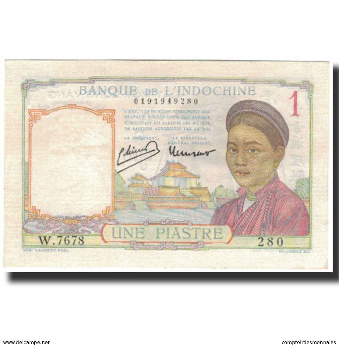Billet, FRENCH INDO-CHINA, 1 Piastre, 1946, KM:54c, NEUF - Indocina