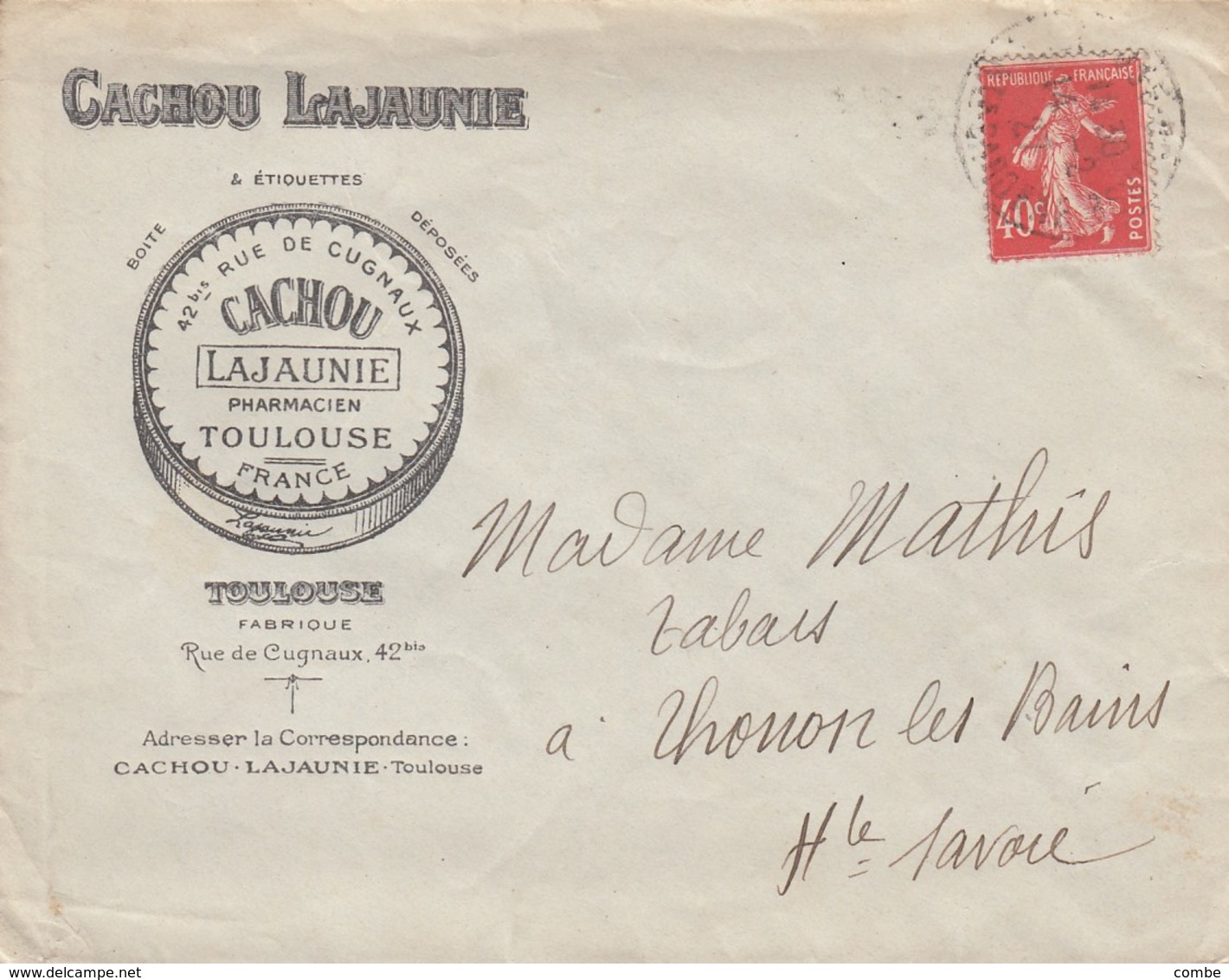 LETTRE 1927. CACHOU LAJAUNIE TOULOUSE - Autres & Non Classés