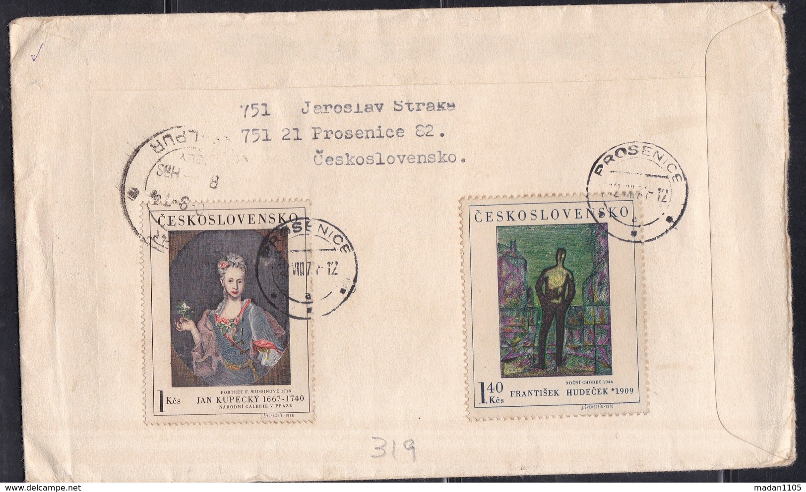 CZECHOSLOVAKIA, 1974,  Airmail Postal Stationery  Cover  To India With 6 Kc Aircraft Imprinted  Stamp,  #319 - Covers