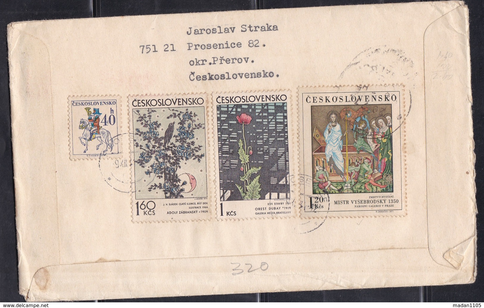 CZECHOSLOVAKIA, 1977,  Airmail  Cover  To India With 10 Stamps Including 1966 Rare Painting Stamp Vaclac Hollar,  #320 - Buste