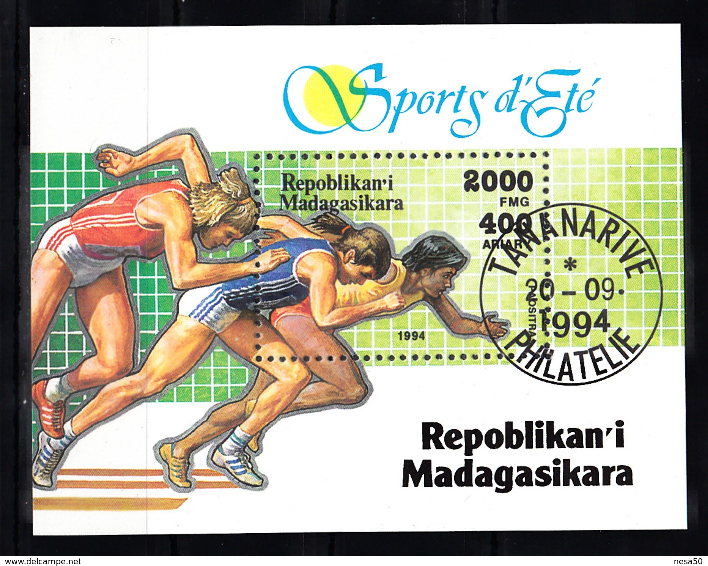 Madagaskar 1994 MI Nr Blok 262 , Olympische Sporten: Sprint - Madagaskar (1960-...)