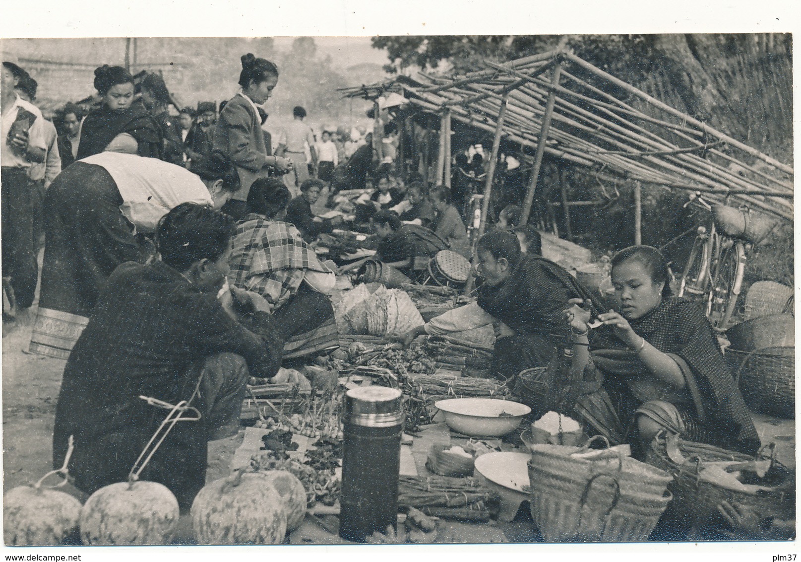 LAOS, VENTIANE - Carte Photo Légendée Au Verso " Les Petits Marchands, 1959" - Laos