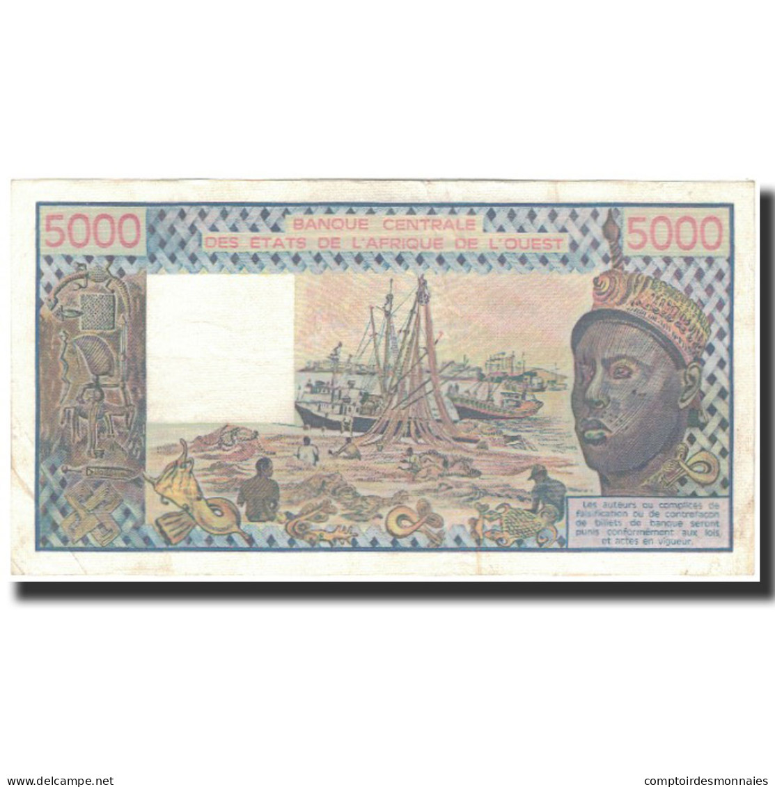 Billet, West African States, 5000 Francs, 1986, KM:108Ao, SUP+ - États D'Afrique De L'Ouest