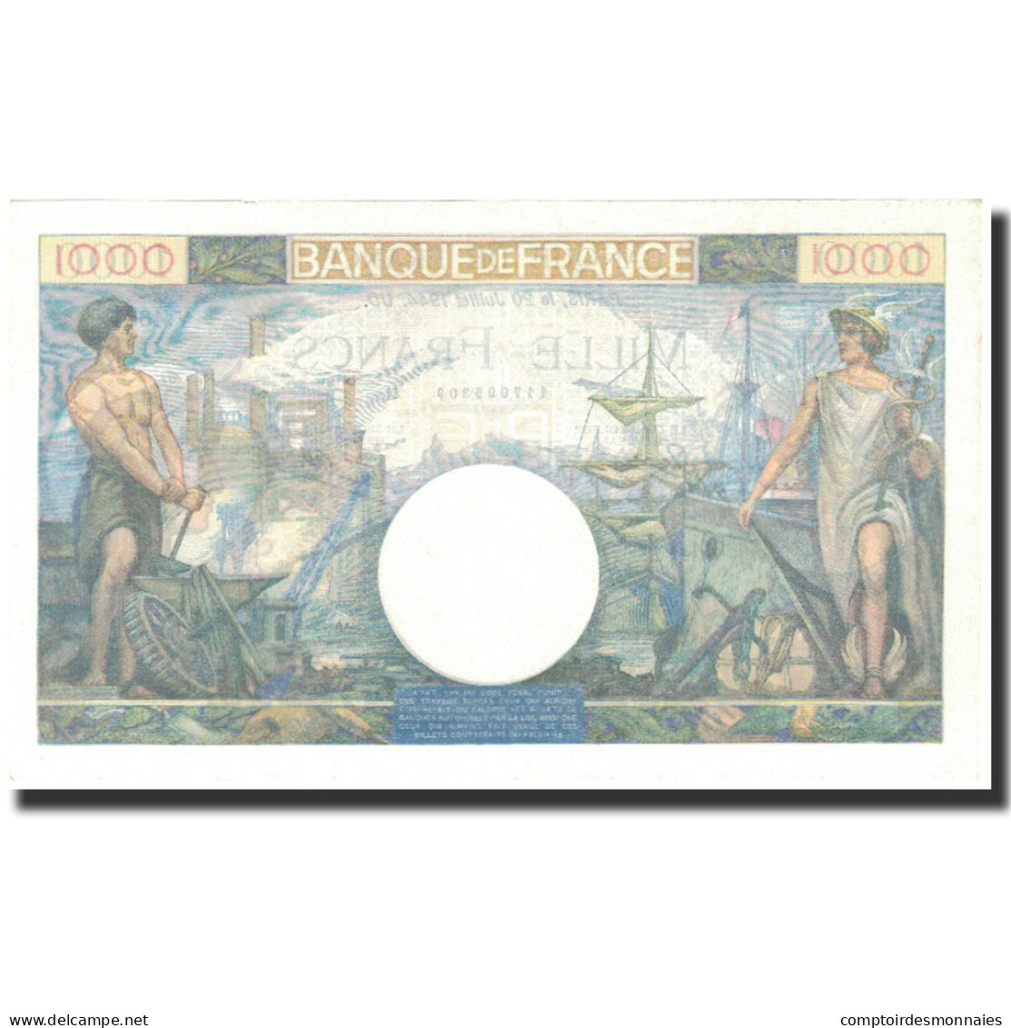 France, 1000 Francs, 1 000 F 1940-1944 ''Commerce Et Industrie'', 1944-07-20 - 1 000 F 1942-1943 ''Déesse Déméter''