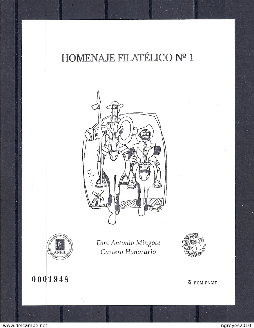 180030385  ESPAÑA  EDIFIL  HOMENAJE  FILATELICO  MINGOTE    Nº  1 - Hojas Conmemorativas