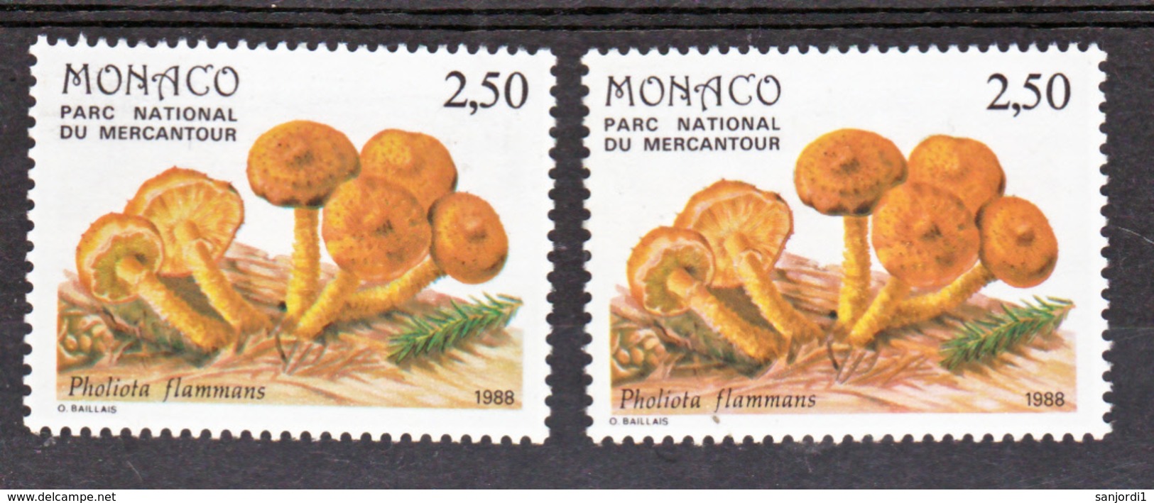 Monaco 1630 Variété Sol Rose  Et Sol Orange Vert Champignons Neuf ** TB  MNH Sin Charnela - Variétés