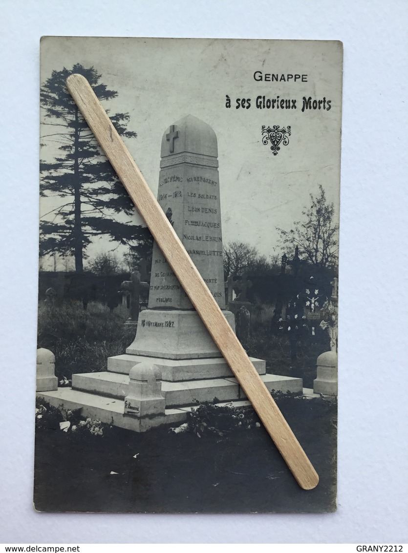 GENAPPE -VIEUX-GENAPPE,MONUMENT élevé Aux Glorieux Morts De Le Guerre 1914-1918 (PHOTO-CARTE ). - Genappe