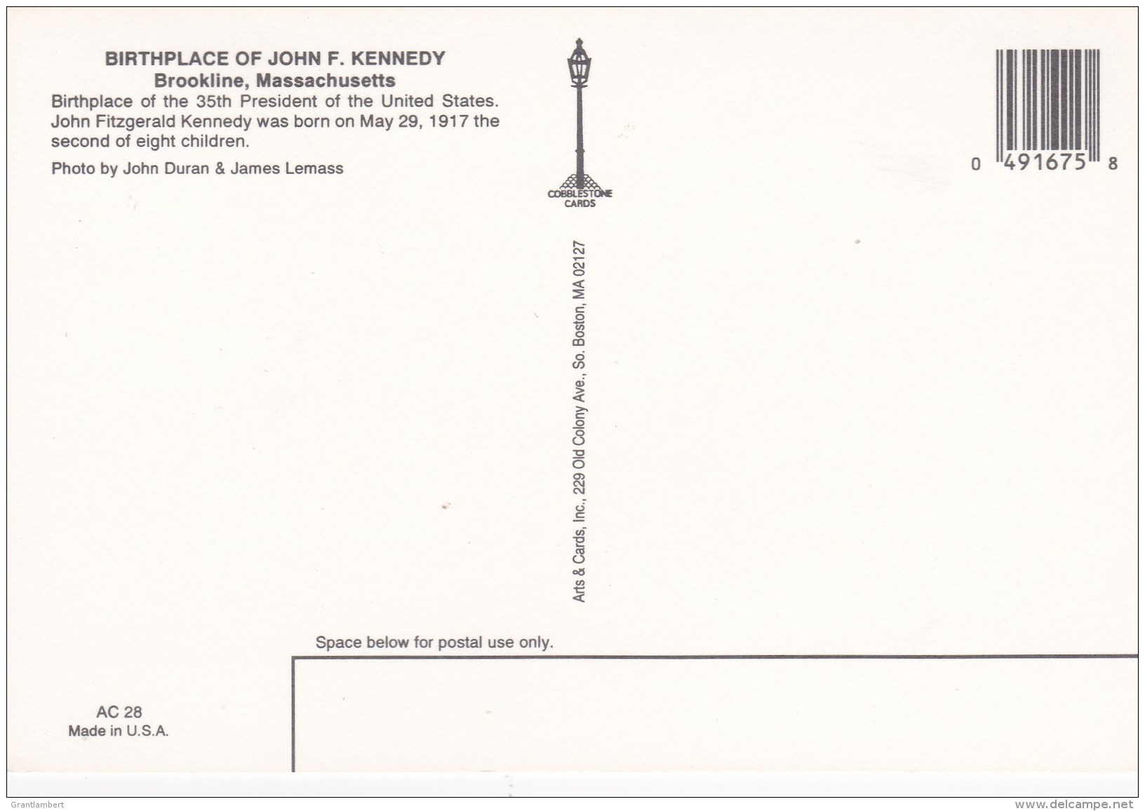 Brookline, Birthplace Of John F. Kennedy, Massachusetts, US Unused - Other & Unclassified