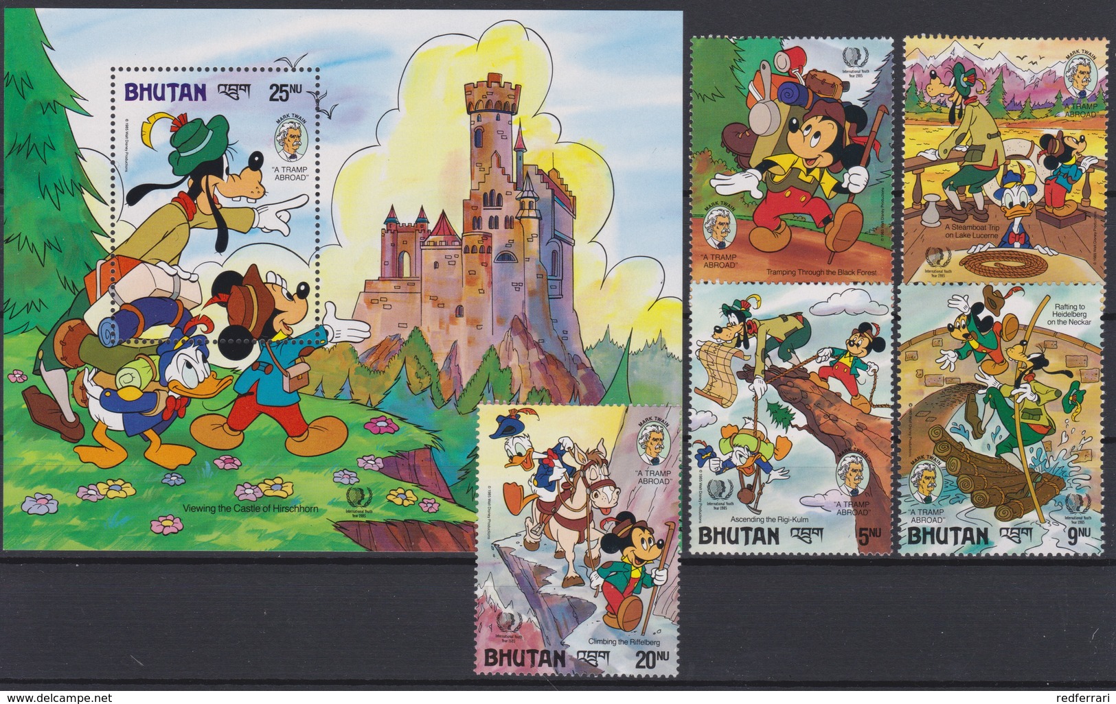 2115 Walt Disney BHUTAN  ( INTERNATIONAL YOUTH YEAR 1985 )  " MARK TWAIN " - Disney