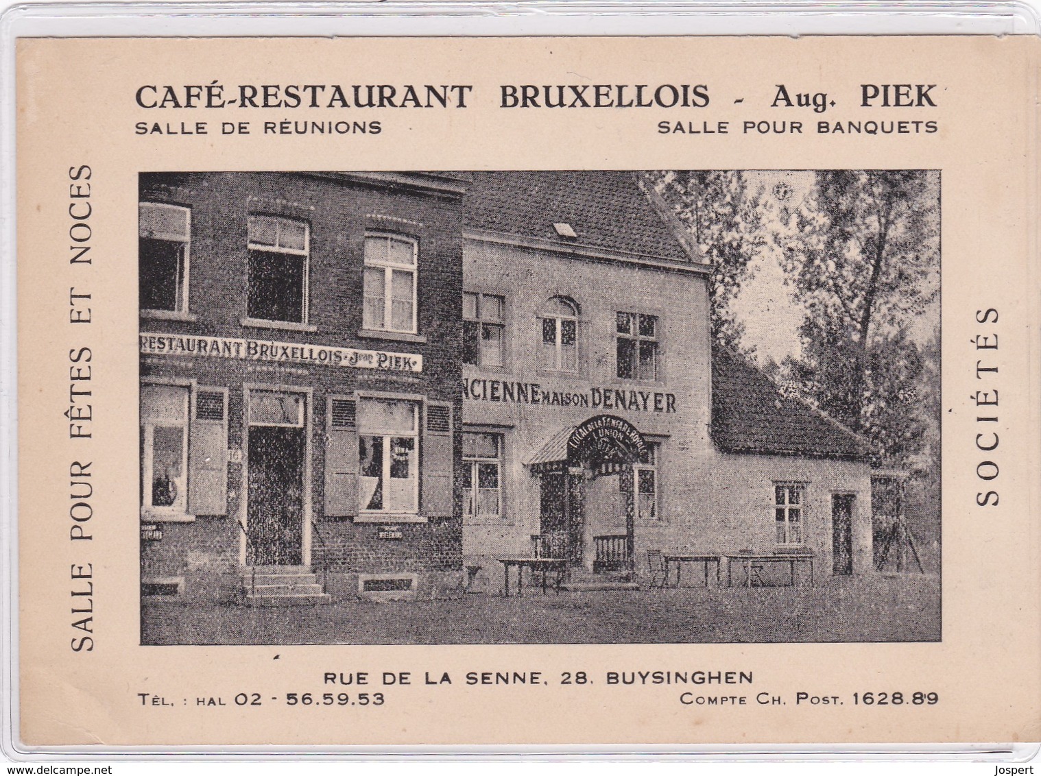 Buizingen, Buysinghen, Restaurant Bruxellois, Aug. Piek, 2 Scans - Halle