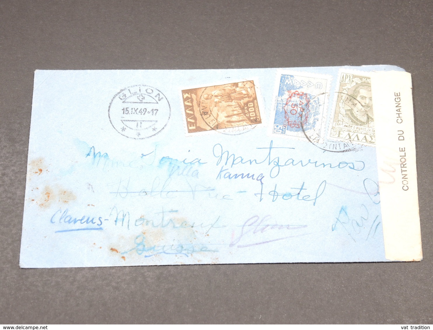 GRECE - Enveloppe Pour La Suisse En 1947 Avec Contrôle Du Change - L 19340 - Brieven En Documenten