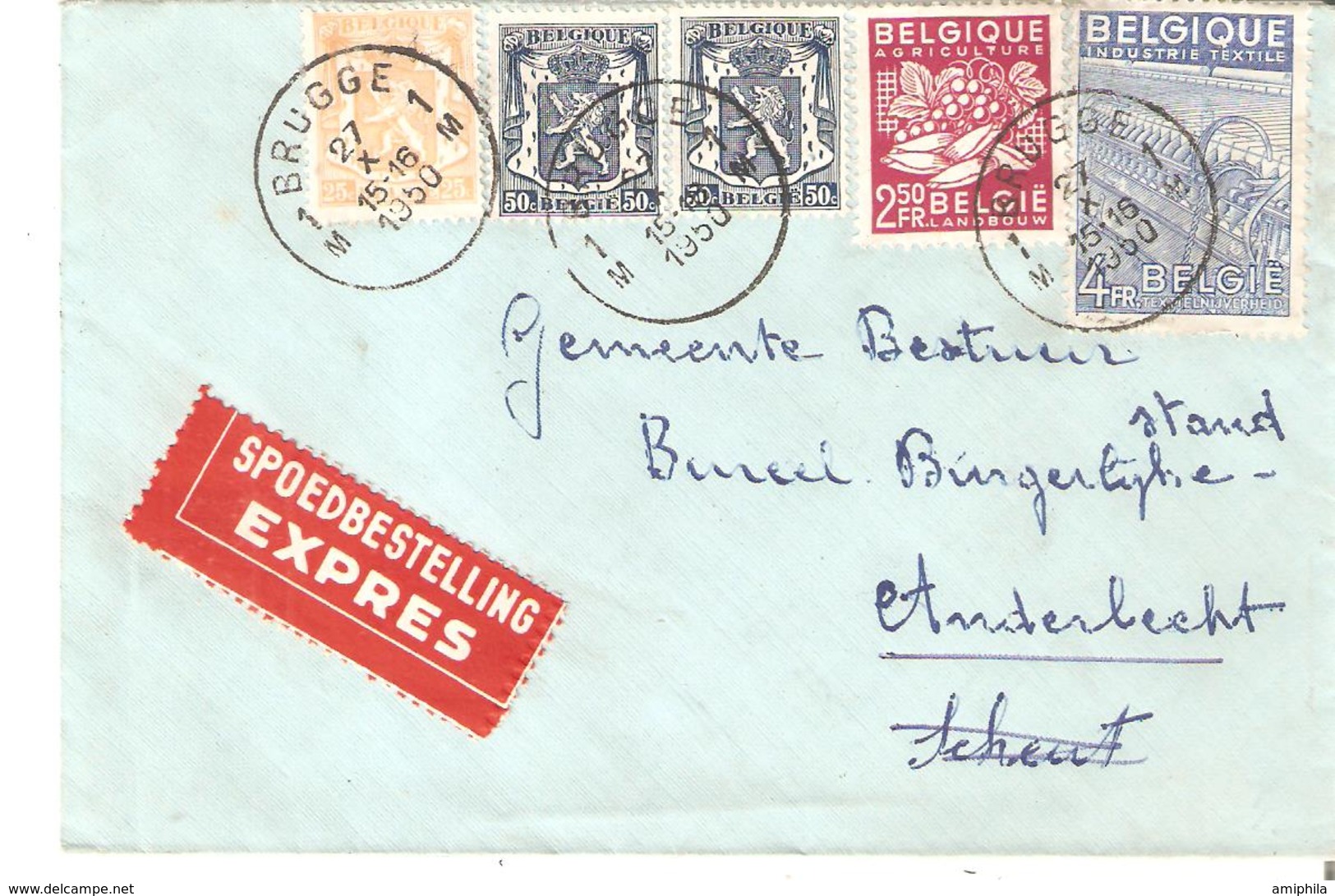 L. EXPRES TP. N° 426(2)-710-769-771 BRUGGE 1 Du 27/10/1950 V/Anderlecht - 1948 Export