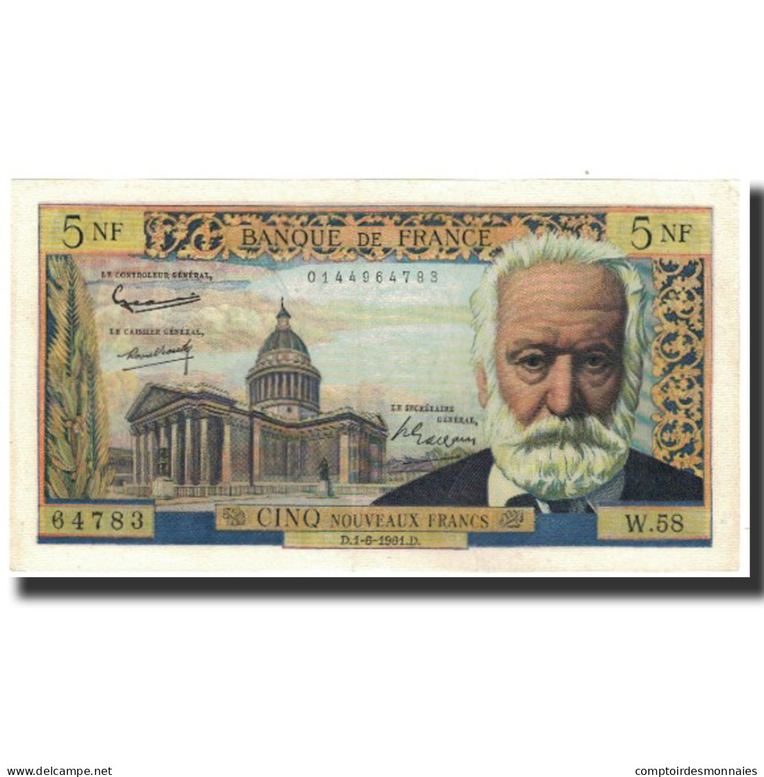 France, 5 Nouveaux Francs, 5 NF 1959-1965 ''Victor Hugo'', 1961-06-01, SPL - 5 NF 1959-1965 ''Victor Hugo''