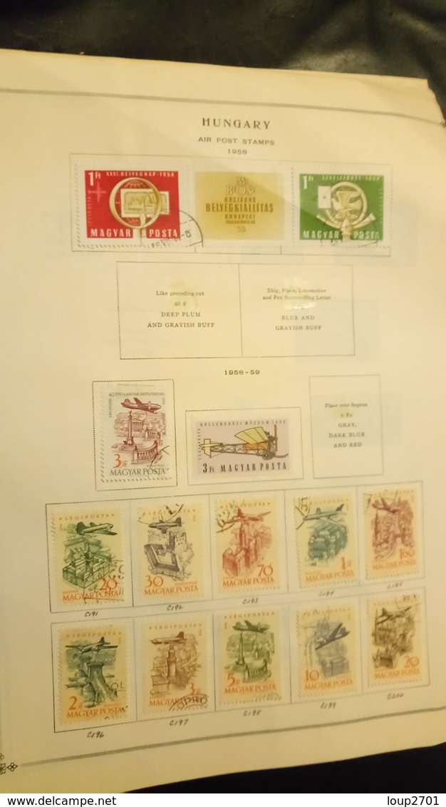 F0921 GROS LOT FEUILLES TIMBRES HONGRIE A TRIER COTE++ DÉPART 10€