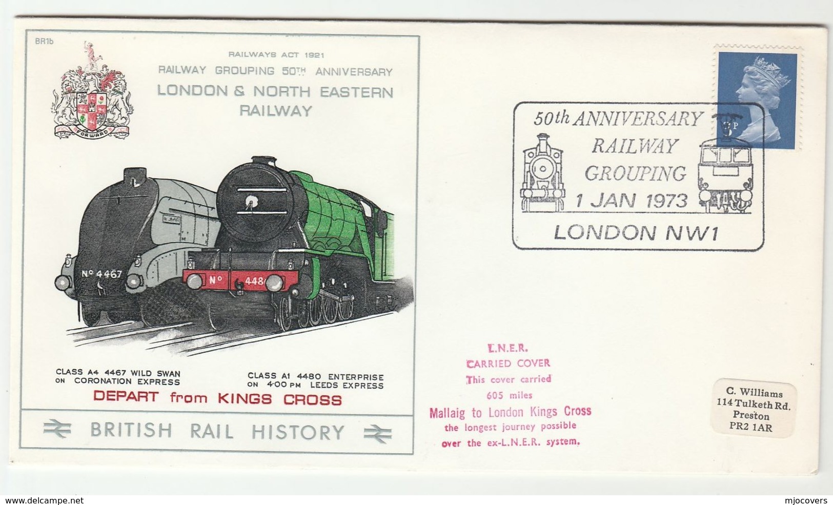 1973 MALLAIG - KINGS CROSS Carried TRAIN Illus LNER Steam Train  Railway Gb Stamps Cover - Trains