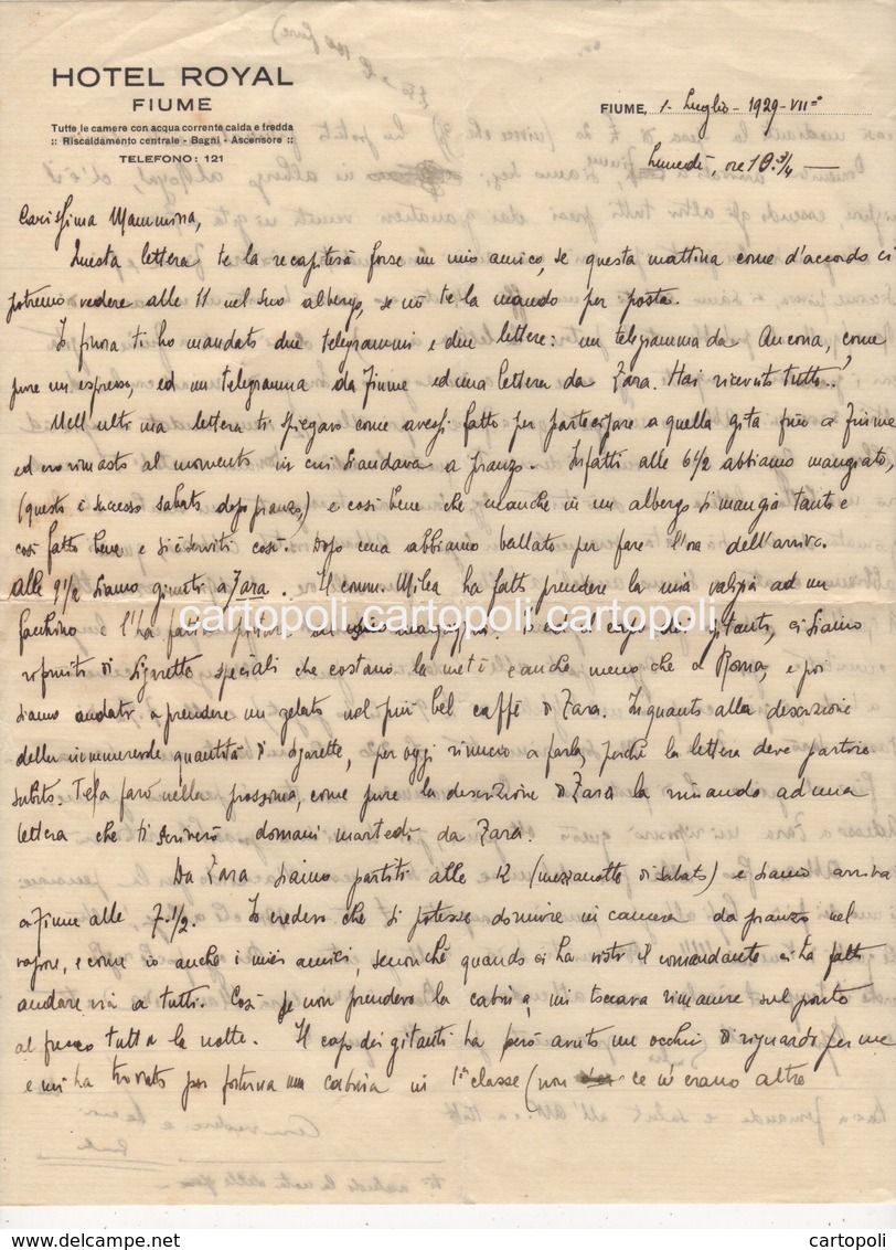 ^ FIUME ZARA LETTERA HOTEL ROYAL DOCUMENTO F1 - Historische Dokumente