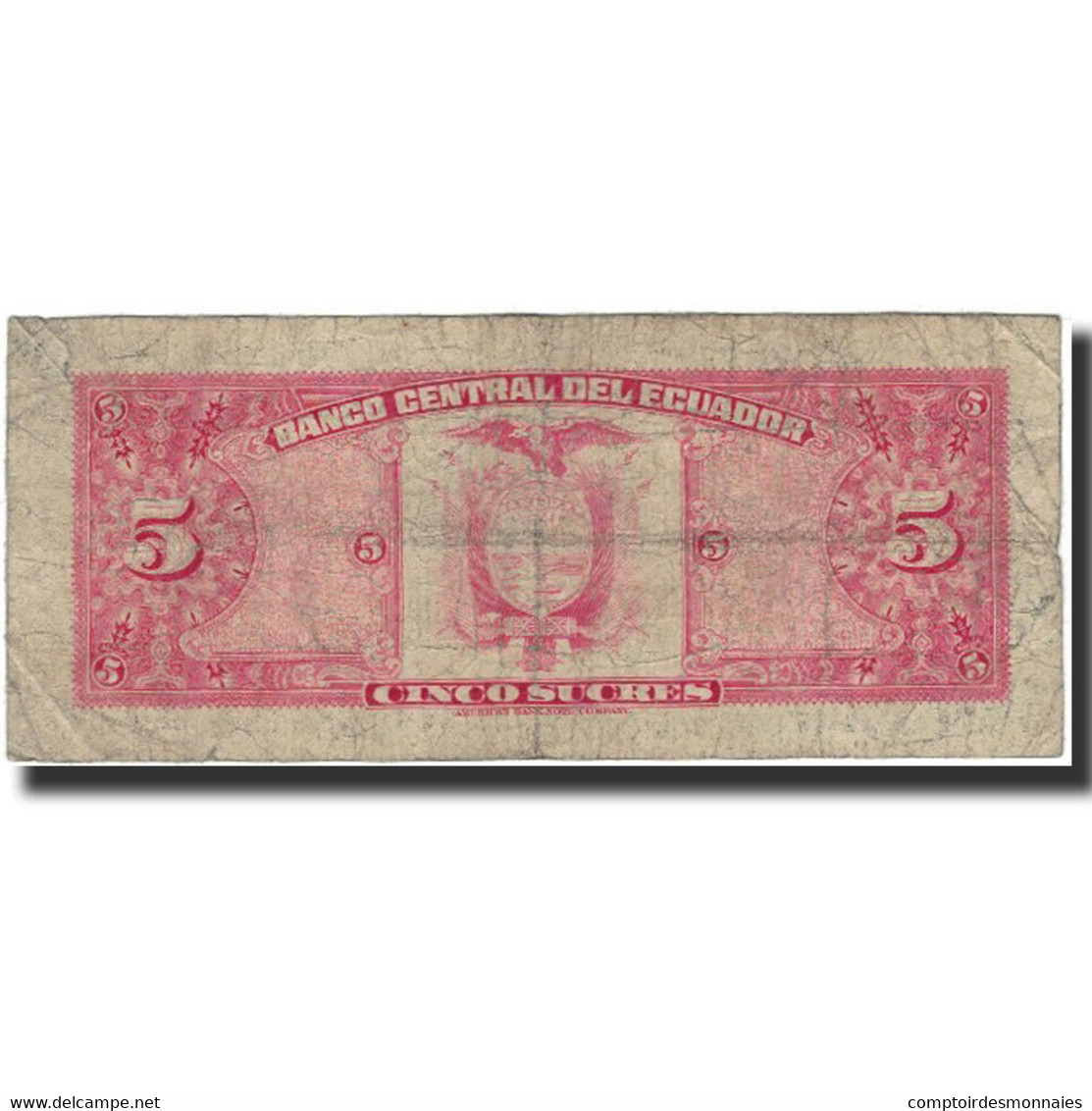Billet, Équateur, 5 Sucres, 1977-04-29, KM:108a, B - Ecuador