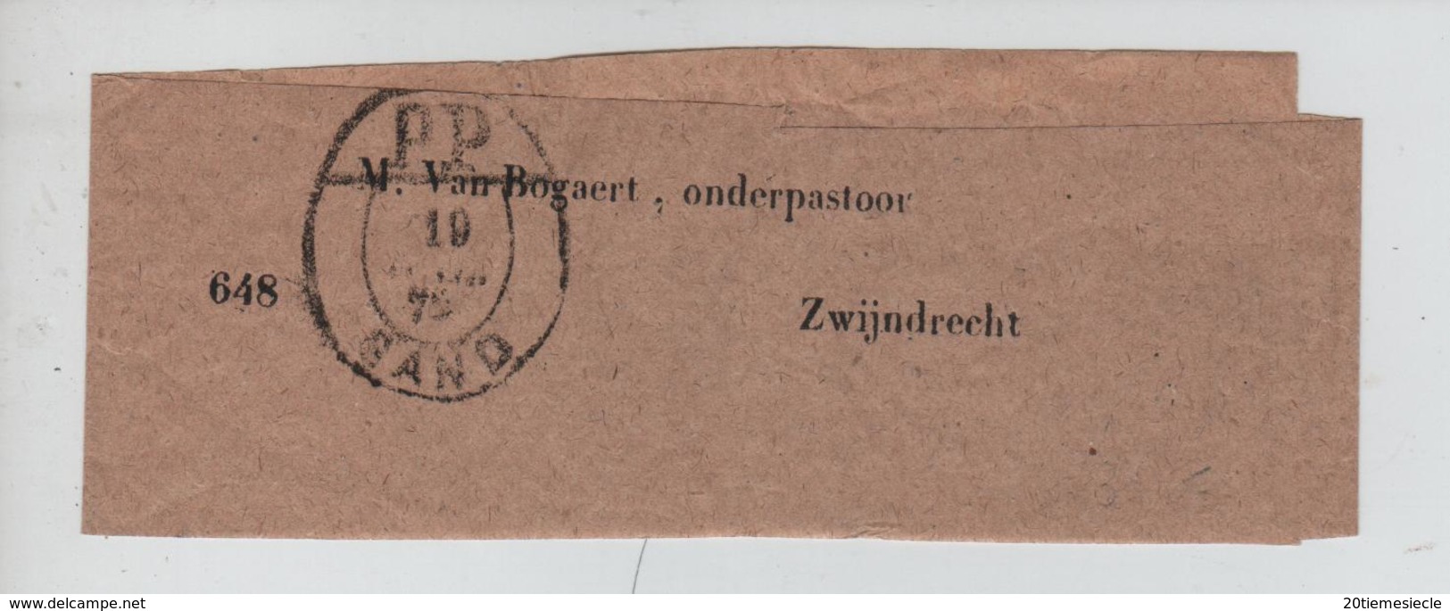 Manchon Tarif Imprimé C.elliptique Gand P.P.19//6/1870 Pour Zwijndrecht AP2075 - Autres & Non Classés