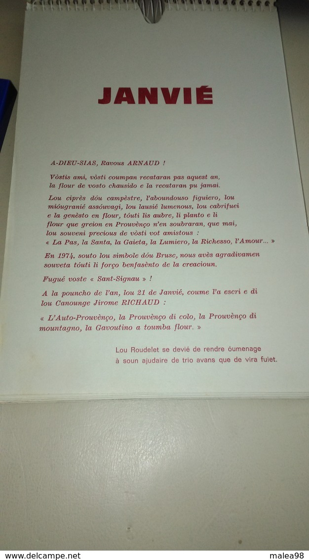 SEMANIE   PROUVENCAU PER   1975 ,,,,, ECRIT EN OCCITAN ET FRANCAIS,,,,tbe - Autres & Non Classés