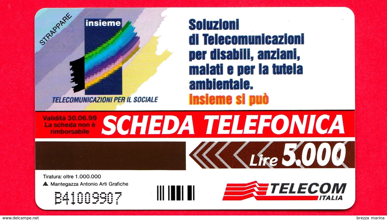 Nuova - MNH - ITALIA - Scheda Telefonica - Insieme Si Può - OCR 18 Mm - Golden 604 - Betanumerica - Public Practical Advertising