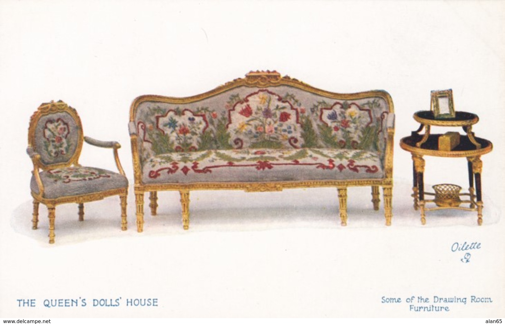Some Of The Drawing Room Furniture, Queen's Dolls' House Series II Tucks #4501 C1920s Vintage Postcard - Royal Families
