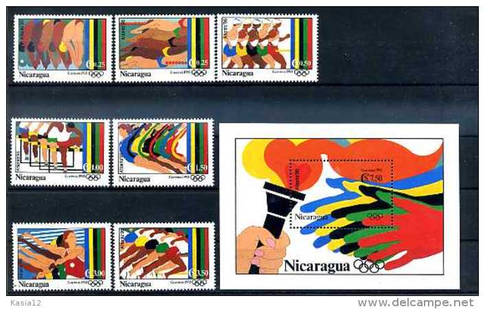 A11015)Olympia 96: Nicaragua 3220 - 3226** + Bl 206** - Summer 1996: Atlanta