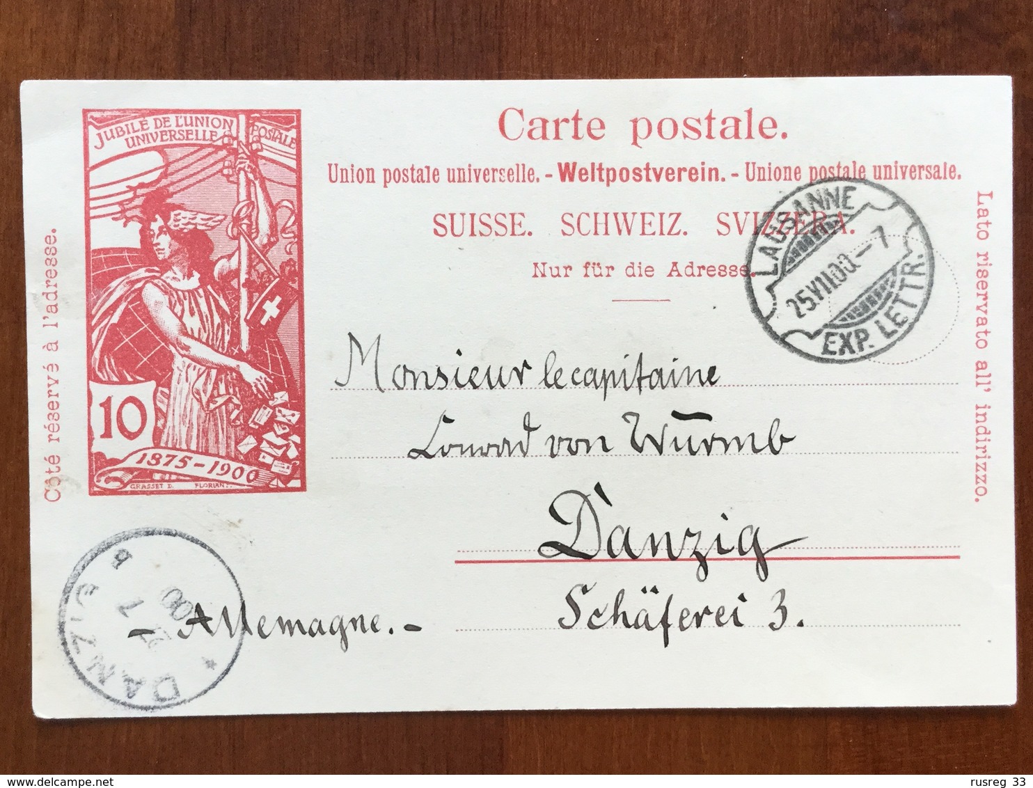 K5 Schweiz Switzerland Suisse Ganzsache Stationery Entier Postal P 33mit Rasierklingenstempel Von Lausanne Nach Danzig - Ganzsachen