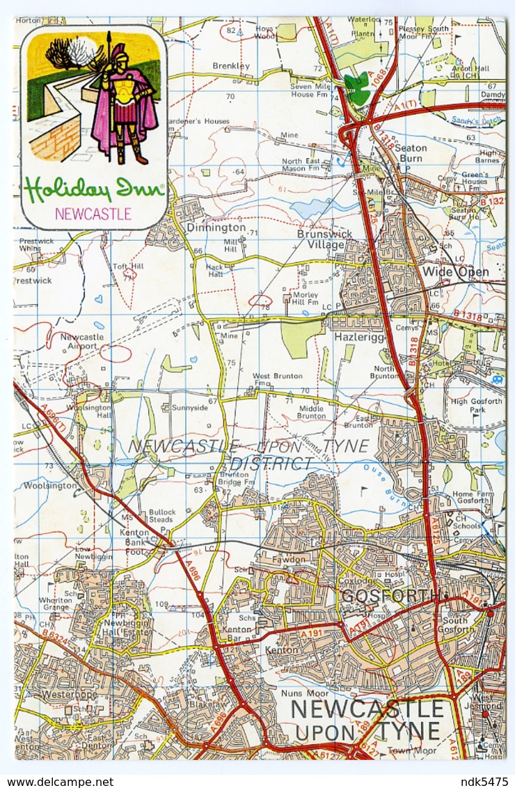 MAP / ADVERTISING : HOLIDAY INN - NEWCASTLE (10 X 15cms Approx.) - Landkarten