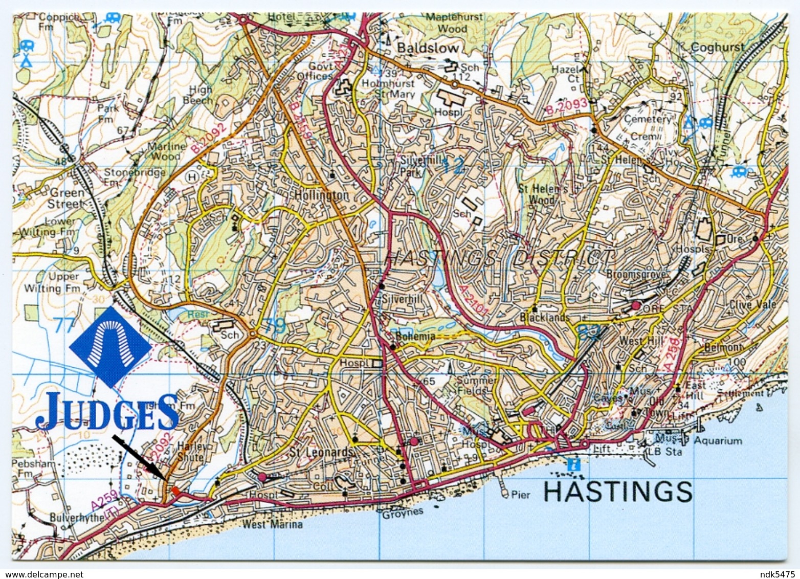 MAP / ADVERTISING : JUDGES POSTCARDS - HASTINGS / ST LEONARDS ON SEA (10 X 15cms Approx.) - Maps