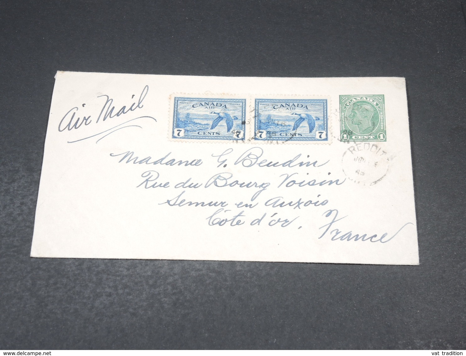 CANADA - Entier Postal + Complément De Reddit Pour La France En 1946 - L 19447 - 1903-1954 Rois