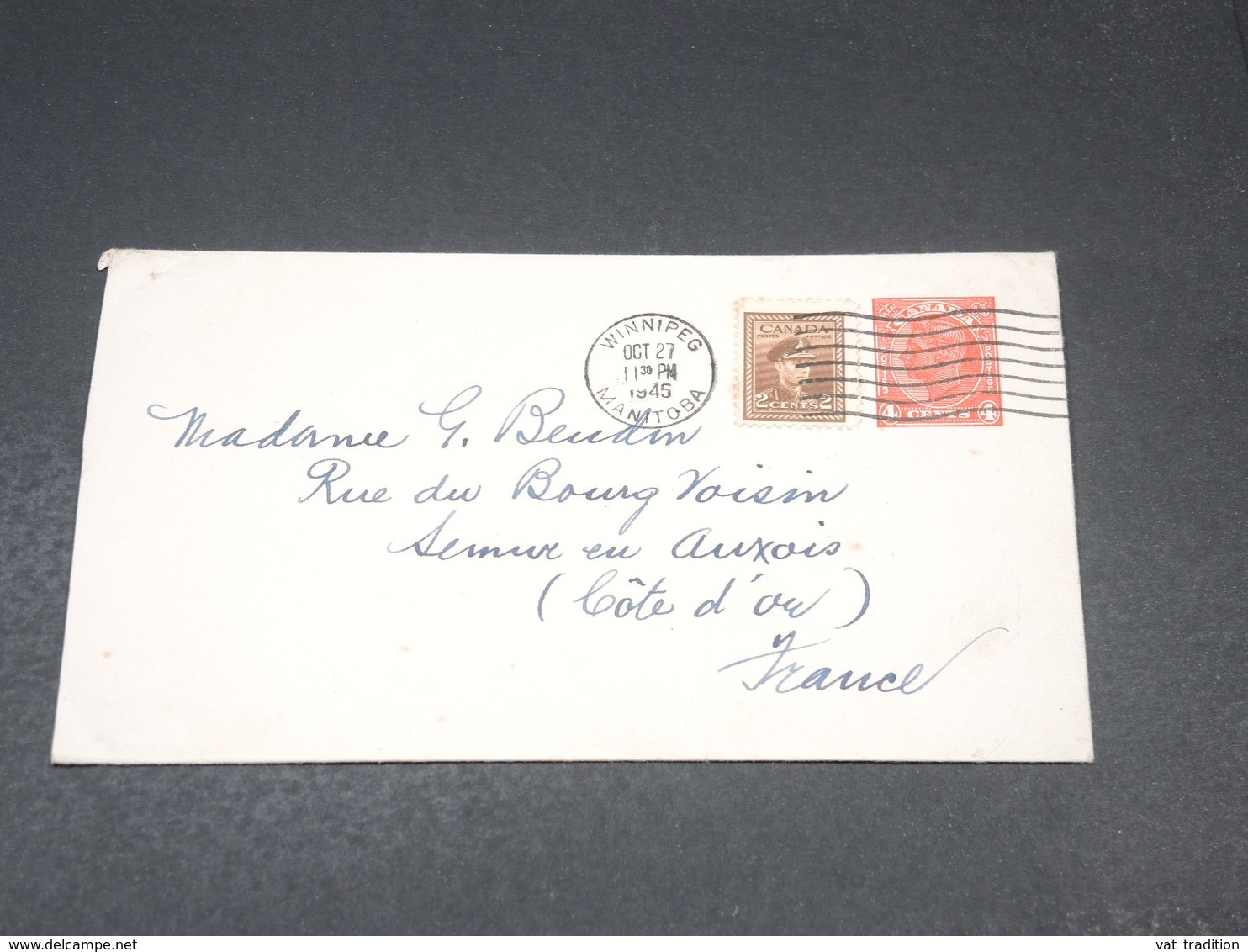 CANADA - Entier Postal + Complément De Winnipeg Pour La France En 1945 - L 19448 - 1903-1954 Reyes