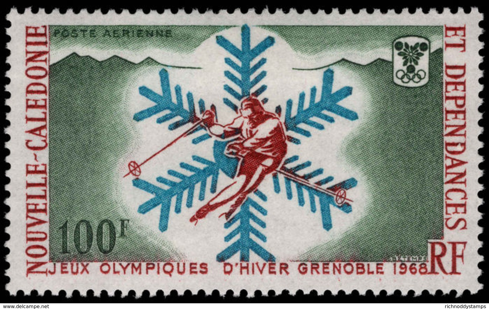 New Caledonia 1967 Winter Olympics Fine Lightly Mounted Mint. - Unused Stamps