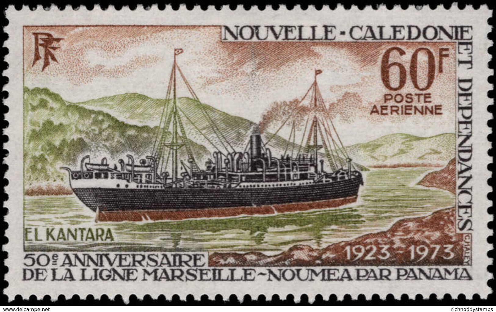 New Caledonia 1973 Marseilles-Noumea Shipping Fine Lightly Mounted Mint. - Unused Stamps