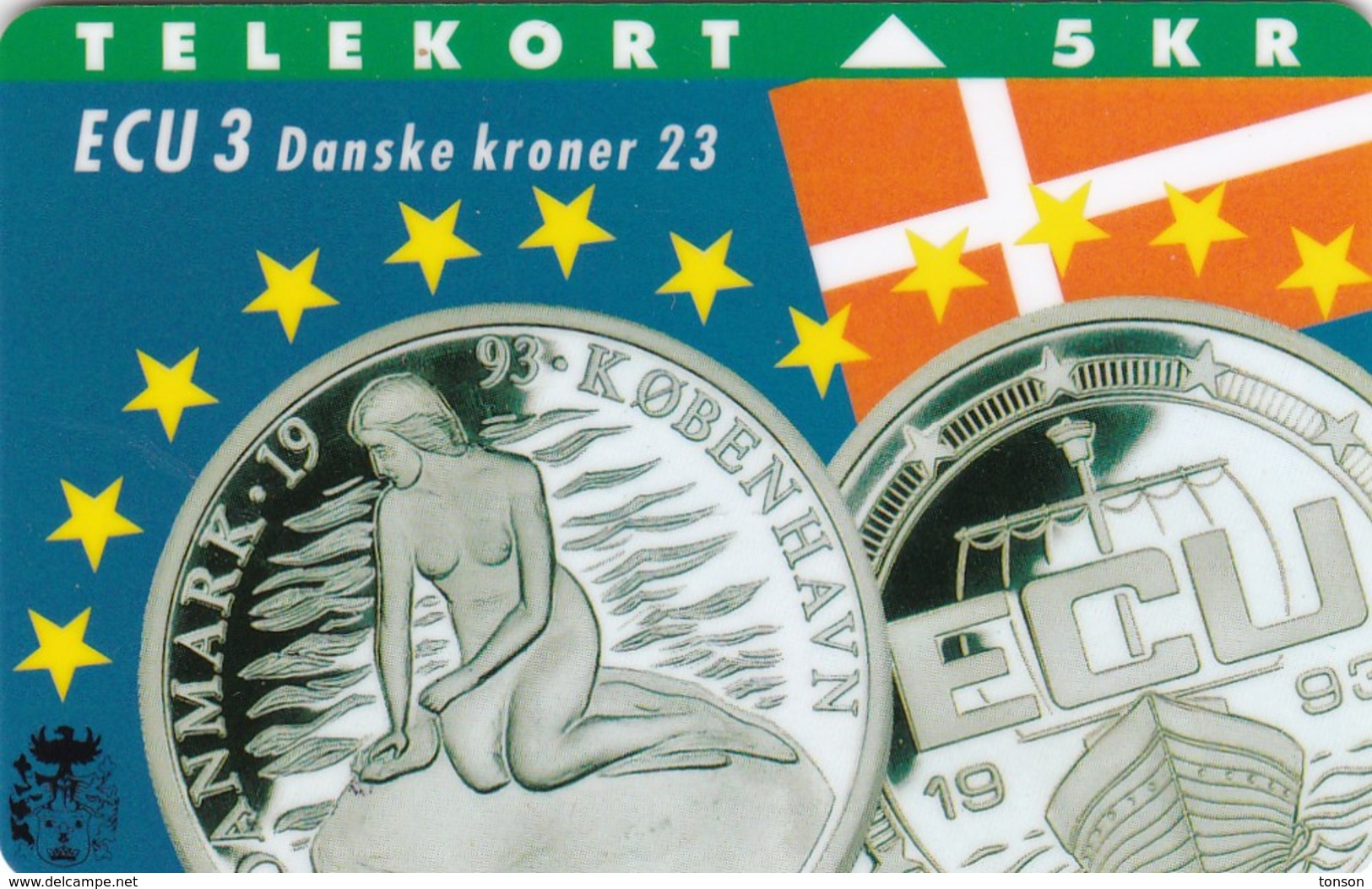 Denmark, TP 003A, ECU-Denmark, Mint, Only 11000 Issued, Coins, Mermaid, 2 Scans - Denmark