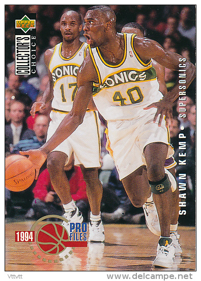 Basket, NBA, Upper Deck 1994, Collector's Choice, PRO Files, N° 203 : SHAWN KEMP (Seattle Supersonics) Trading Cards - 1990-1999