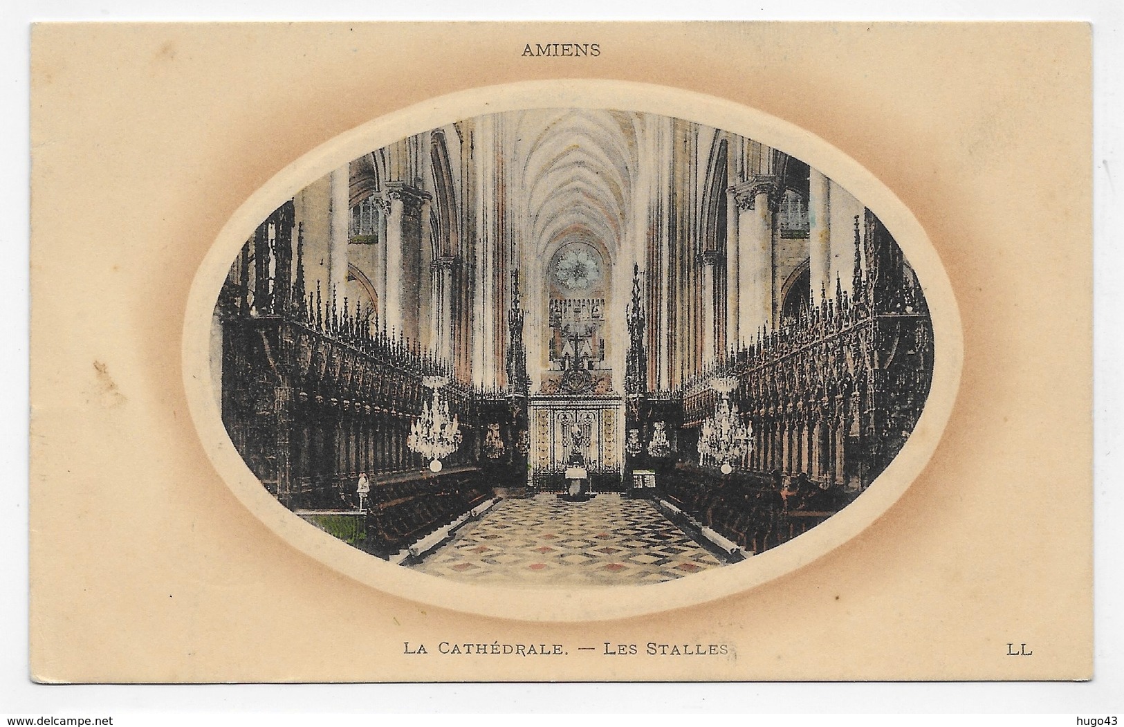 (RECTO / VERSO) AMIENS EN 1915 - LA CATHEDRALE - LES STALLES - CPA VOYAGEE - Amiens