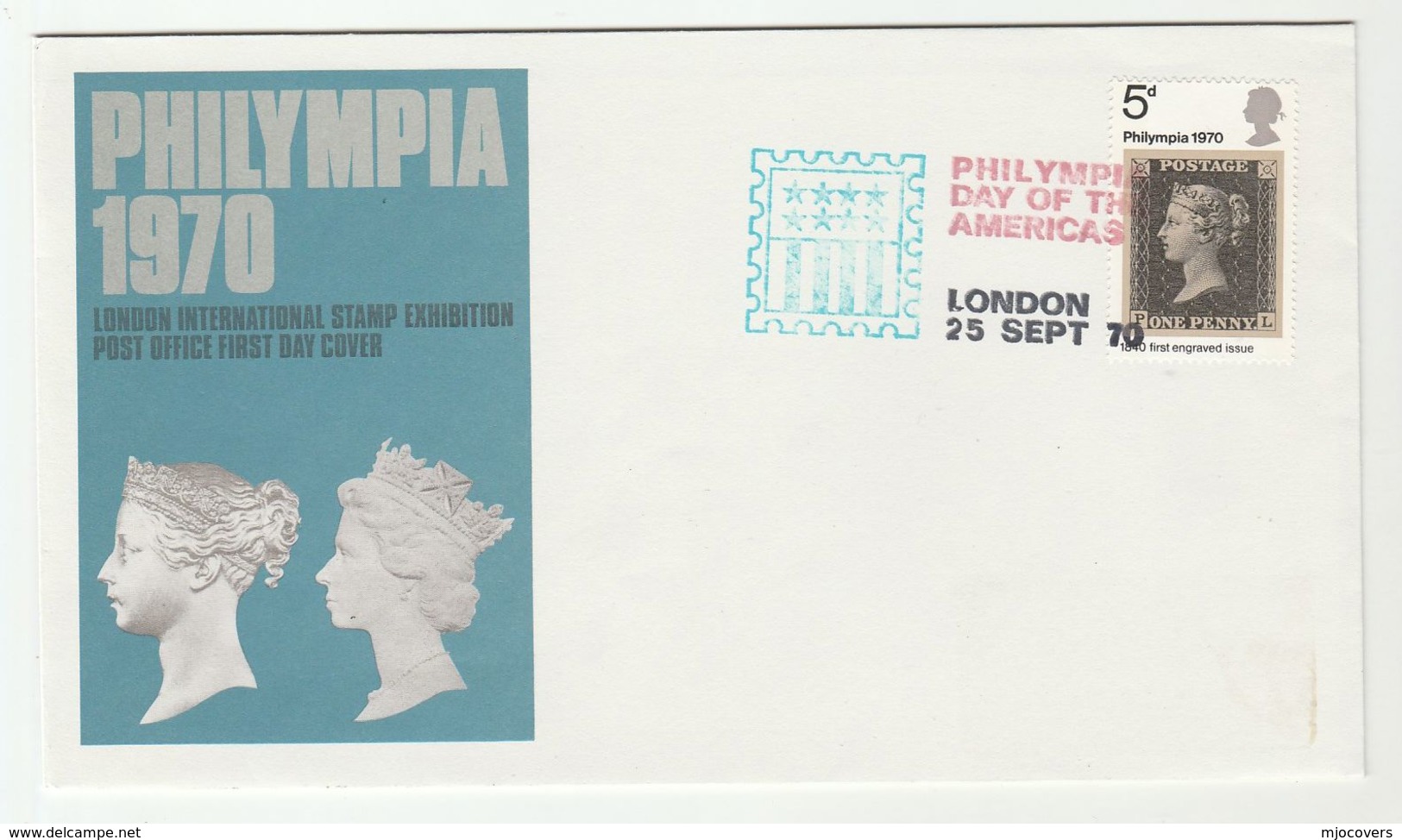 1970 GB PHILYMPIA  'AMERICAS DAY' Event COVER PENNY BLACK Stamps On Stamp Philatelic Exhibition - Stamps On Stamps