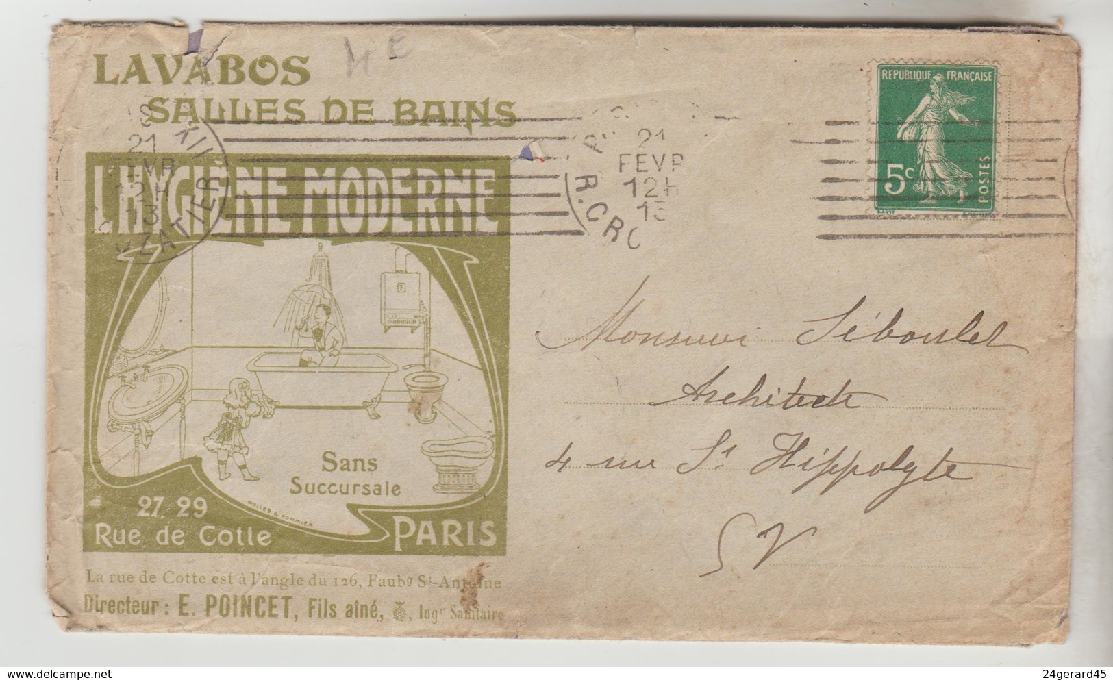 LETTRE PUBLICITAIRE ILLUSTREE AFFRANCHIE N° 137 TARIF IMPRIME AVEC CORRESPONDANCE OBLITEREE 21/02/1913 - 1877-1920: Période Semi Moderne