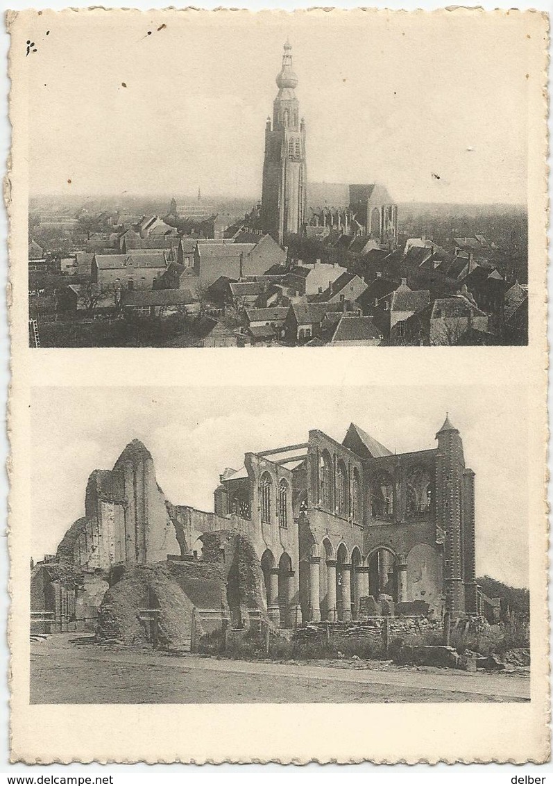 8Eb-668: Hoogstraten - De Kerk Na De Verwoesting Van 23 Oktober 1944.... Iets Torenzicht... De Postzegel Is Beschadigd.. - Hoogstraten