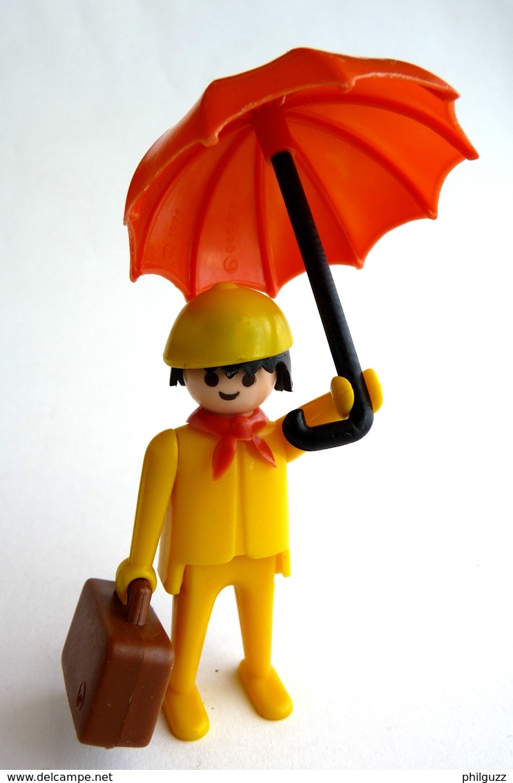 RARE FIGURINE PLAYMOBIL KLICKY 3322 VOYAGEUR AVEC PARAPLUIE En Loose 1975-76 - Playmobil