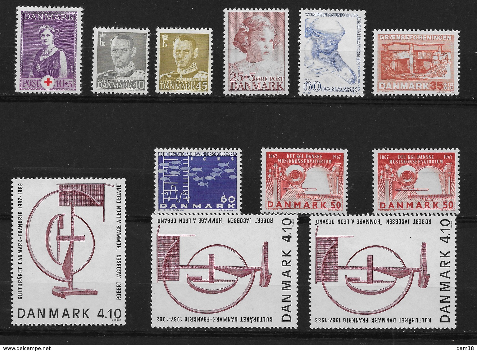 DANEMARK N° 269 324 325 337 393 431 435 456a 931 **/* (YT) 12 TIMBRES NEUFS Voir PHOTOS R/V - Collections