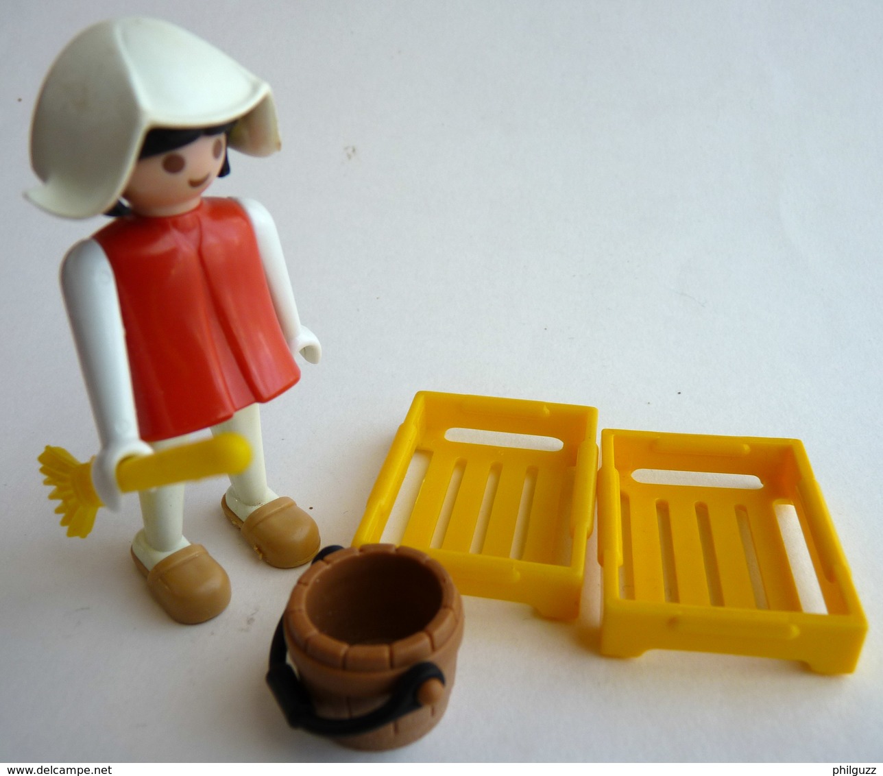 RARE PLAYMOBIL KLICKY 3374 FEMME Médiévale Avec Cageots Et Balais En Loose 1977-79-84 - Playmobil