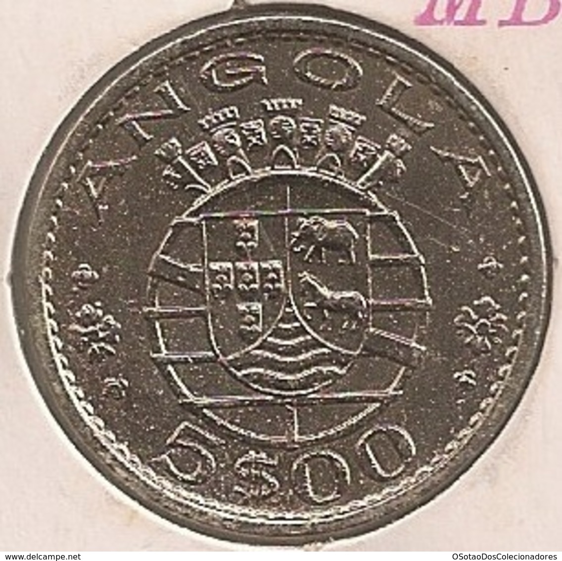 Moeda Angola Portugal - Coin Angola 5 Escudos (5$00) 1972 - MBC + - Angola